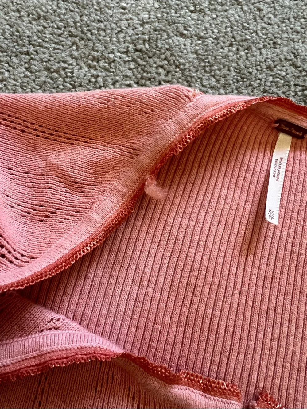 Free People Pink Long Sleeve Henley Knit Top